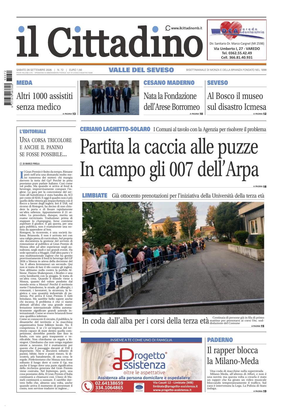 Copertina Il Cittadino Valle del Seveso 26 settembre 2026