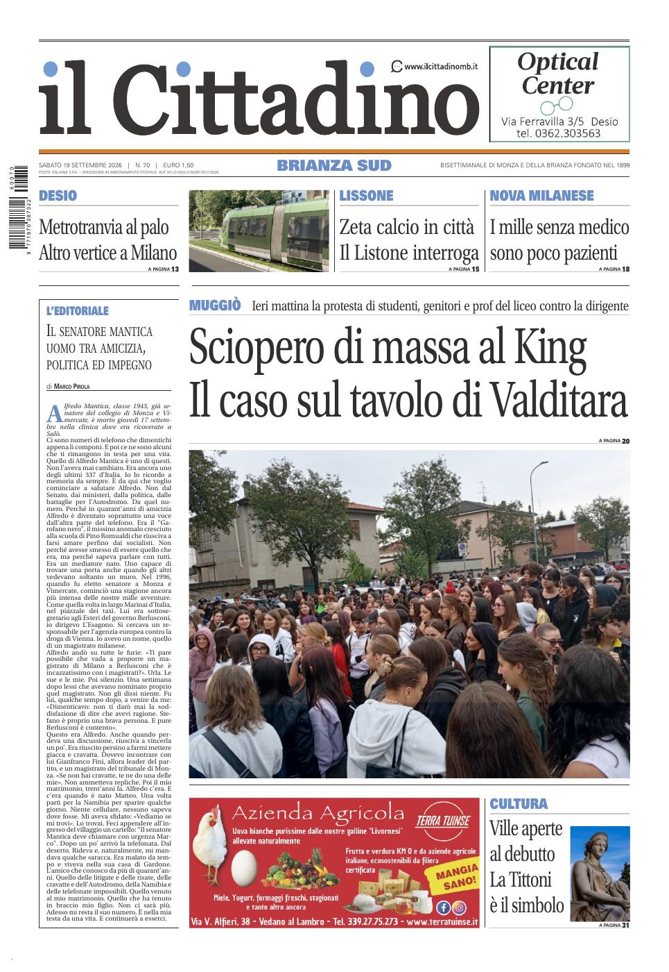 Copertina Il Cittadino Brianza Sud 19 settembre 2026