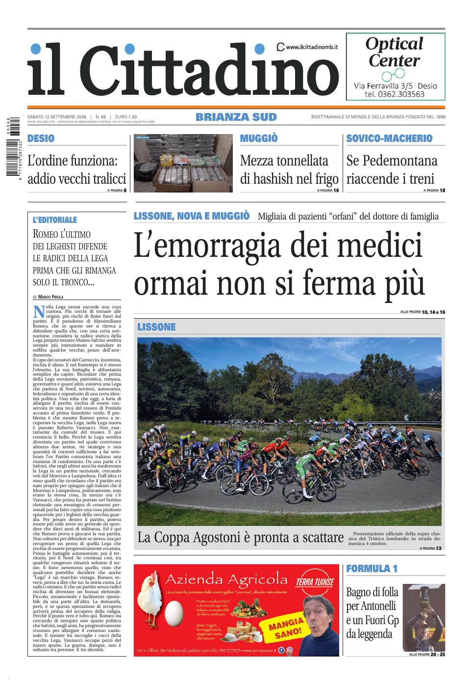 Copertina Il Cittadino Brianza Sud 12 settembre 2026