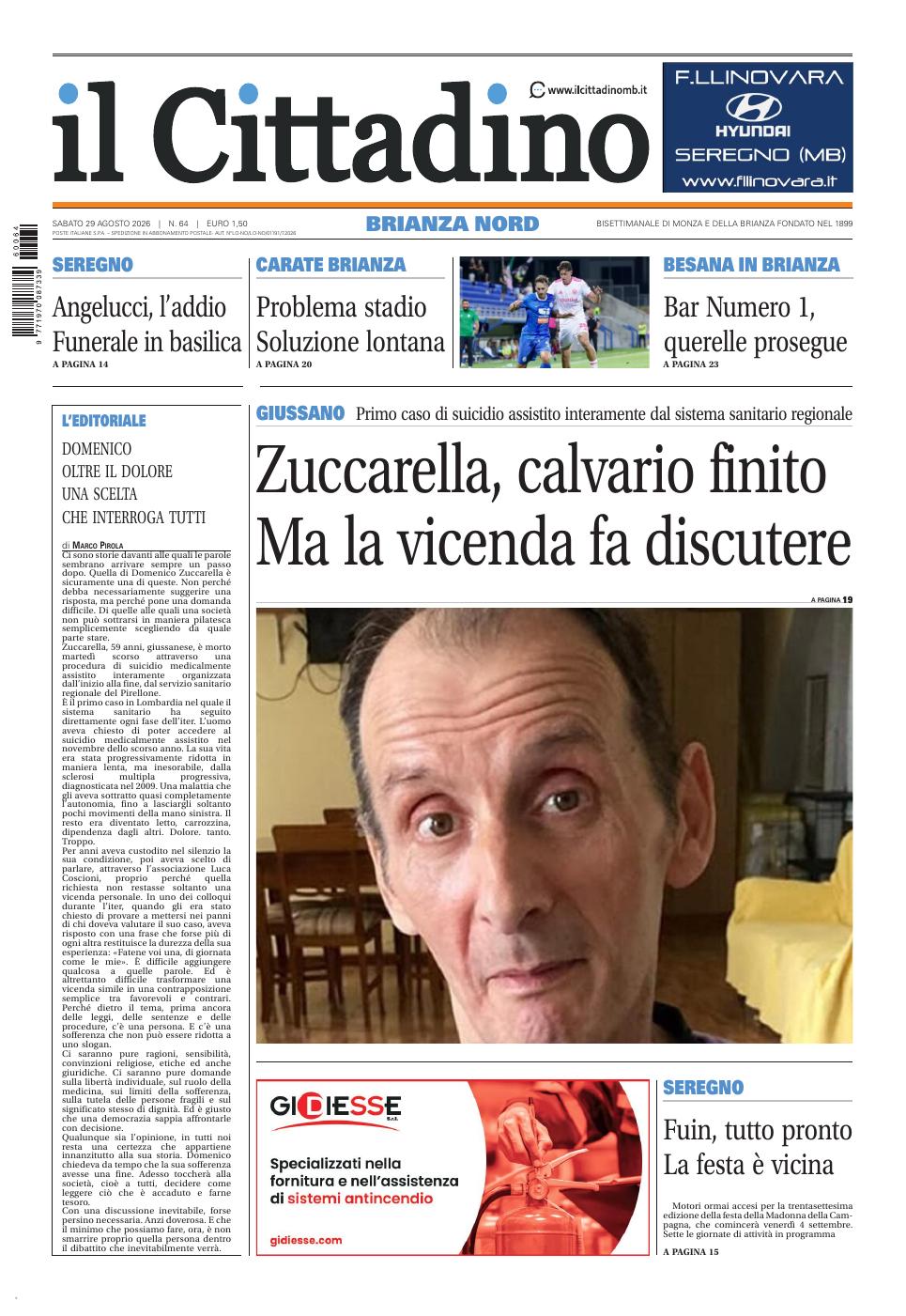Copertina Il Cittadino Brianza Nord 29 agosto 2026