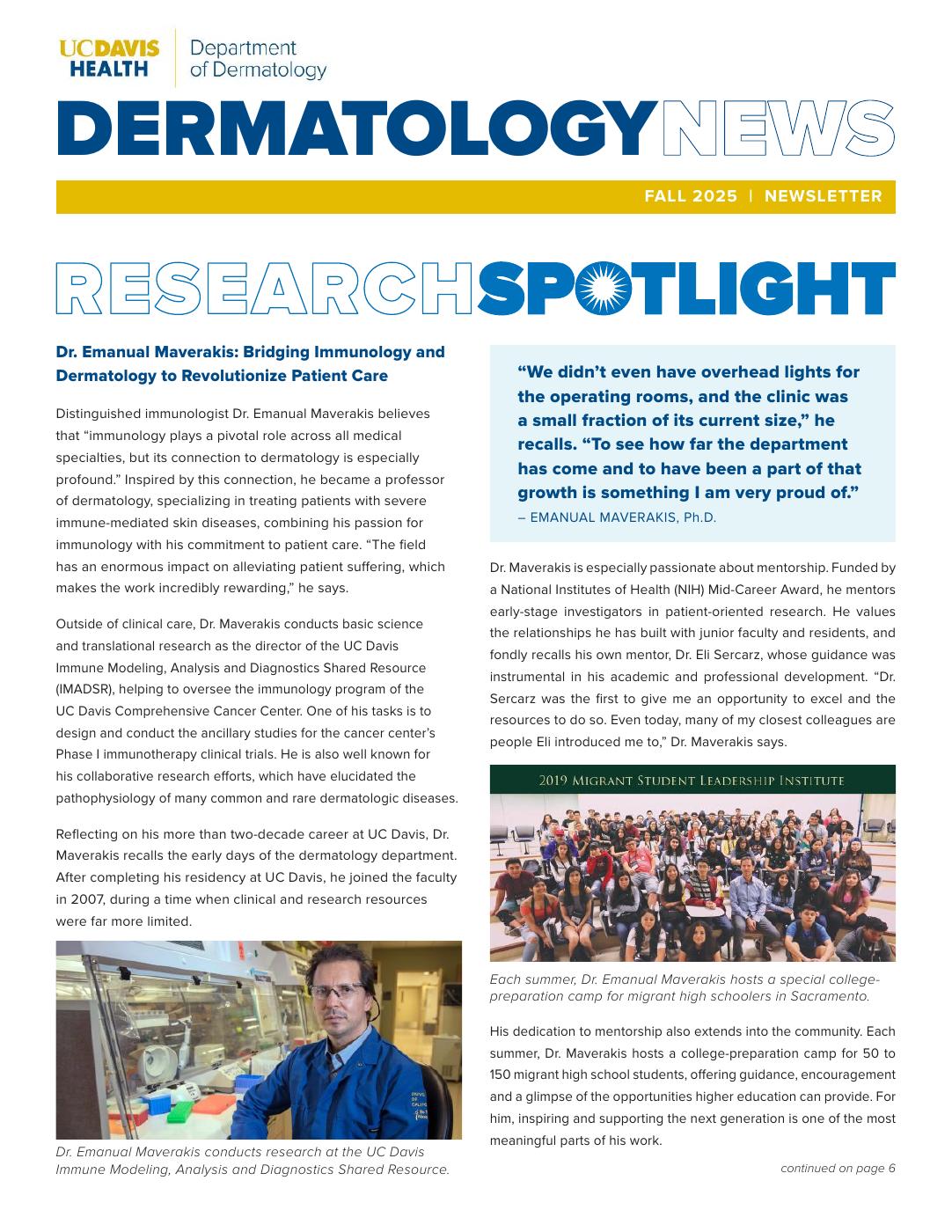 Fall 2025 Dermatology Newsletter (c) UC Regents. All rights reserved.