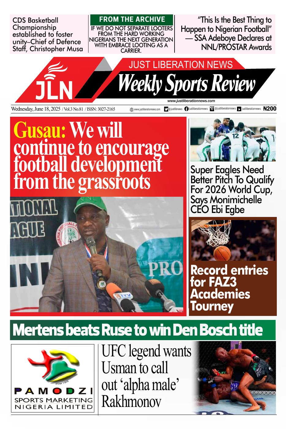 JUST NEWS SPORTS WEEKLY   JUNE  18, 2025