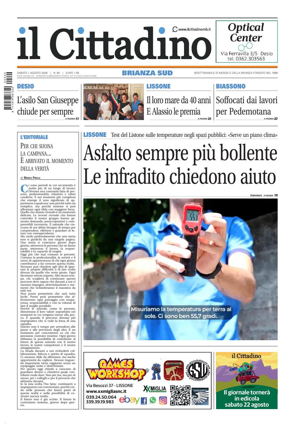 Copertina Il Cittadino Brianza Sud 1 agosto 2026