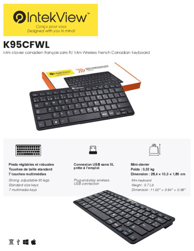 Wireless IntekView Mini-Keyboard French Canadian 11