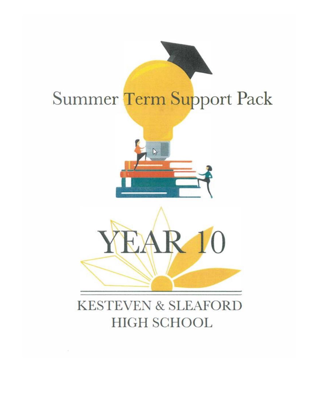 Open an flipbook of the Year 10 - Summer Term Support Pack. For an accessible version please view the PDF version. 
