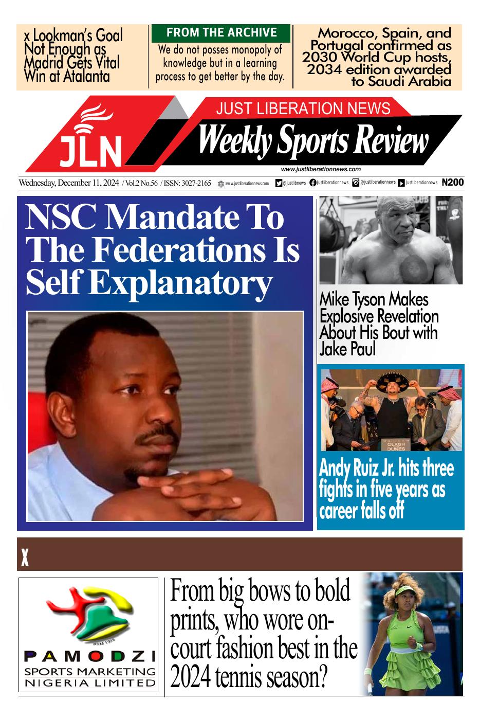 JUST NEWS SPORTS WEEKLY   DECEMBER 11, 2024