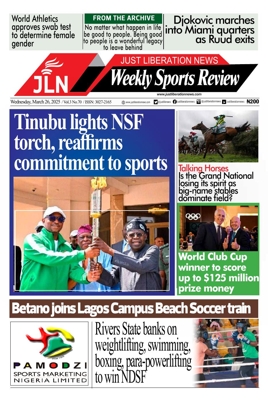 JUST NEWS SPORTS WEEKLY   MARCH 26, 2025