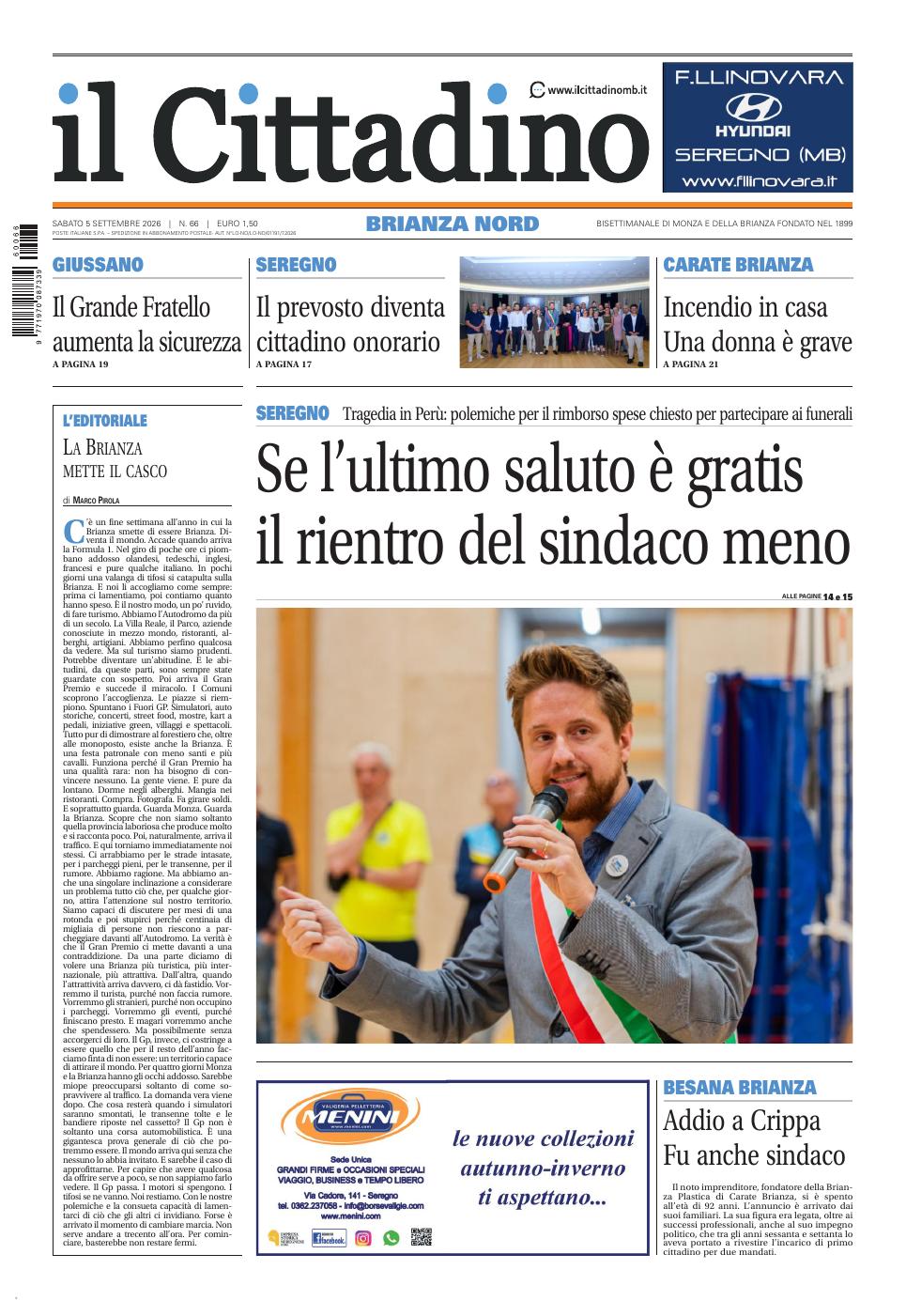 Copertina Il Cittadino Brianza Nord 5 settembre 2026