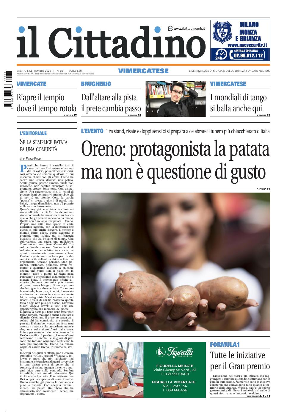Copertina Il Cittadino Vimercatese 5 settembre 2026