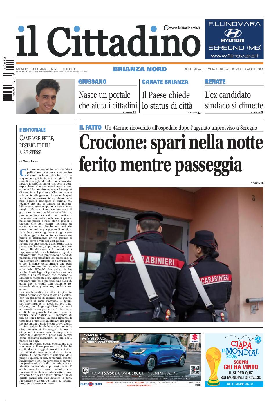 Copertina Il Cittadino Brianza Nord 25 luglio 2026