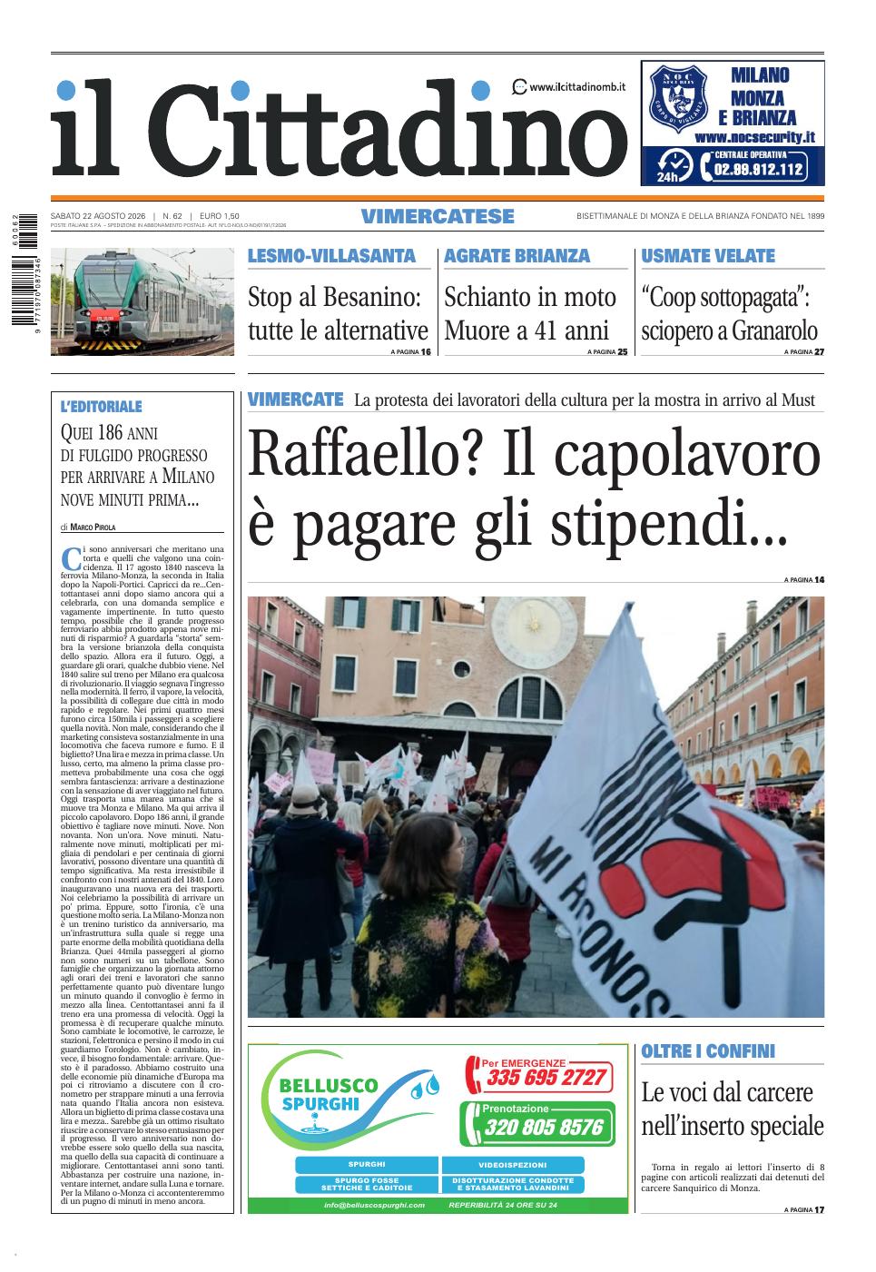 Copertina Il Cittadino Vimercatese 22 agosto 2026