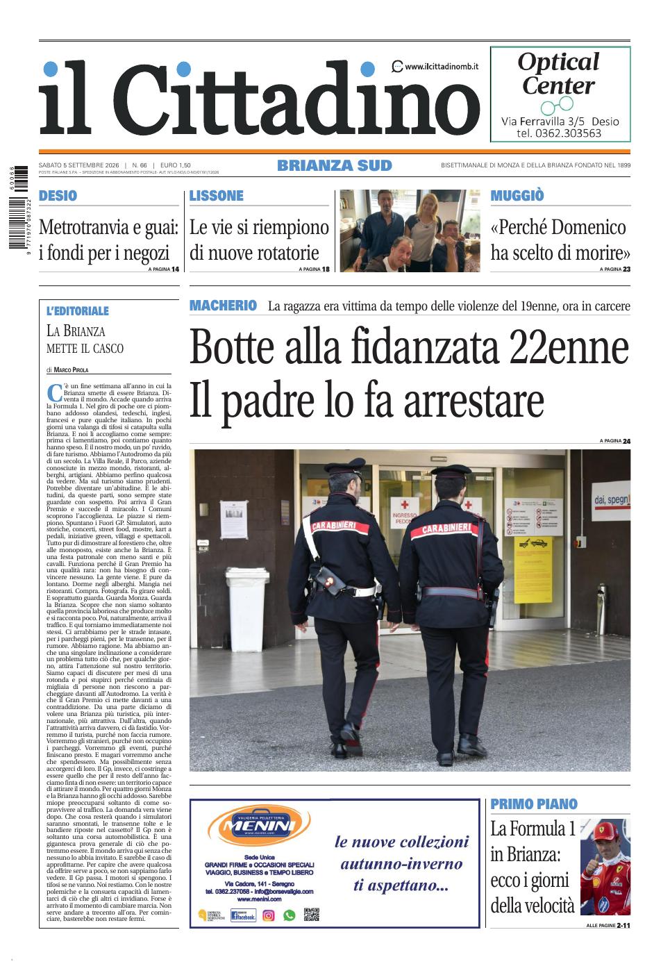 Copertina Il Cittadino Brianza Sud 5 settembre 2026