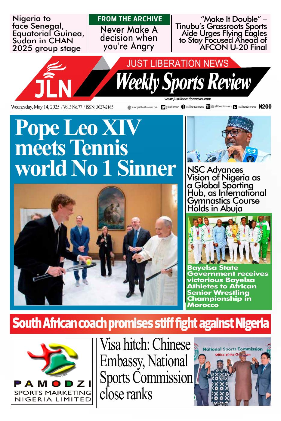 JUST NEWS SPORTS WEEKLY   MAY 14, 2025