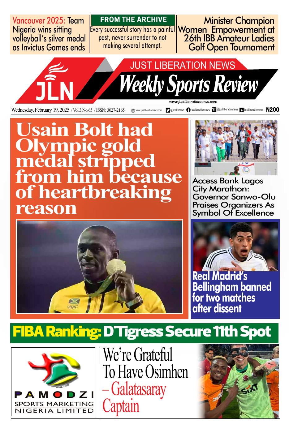 JUST NEWS SPORTS WEEKLY   FEBRUARY 19, 2025